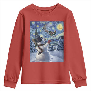 Christmas Snowman Starry Night Youth Sweatshirt TS14 Red Print Your Wear