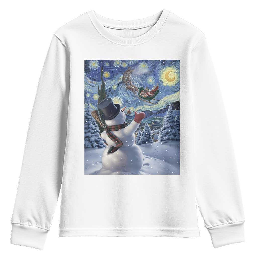 Christmas Snowman Starry Night Youth Sweatshirt TS14 White Print Your Wear