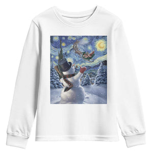 Christmas Snowman Starry Night Youth Sweatshirt TS14 White Print Your Wear