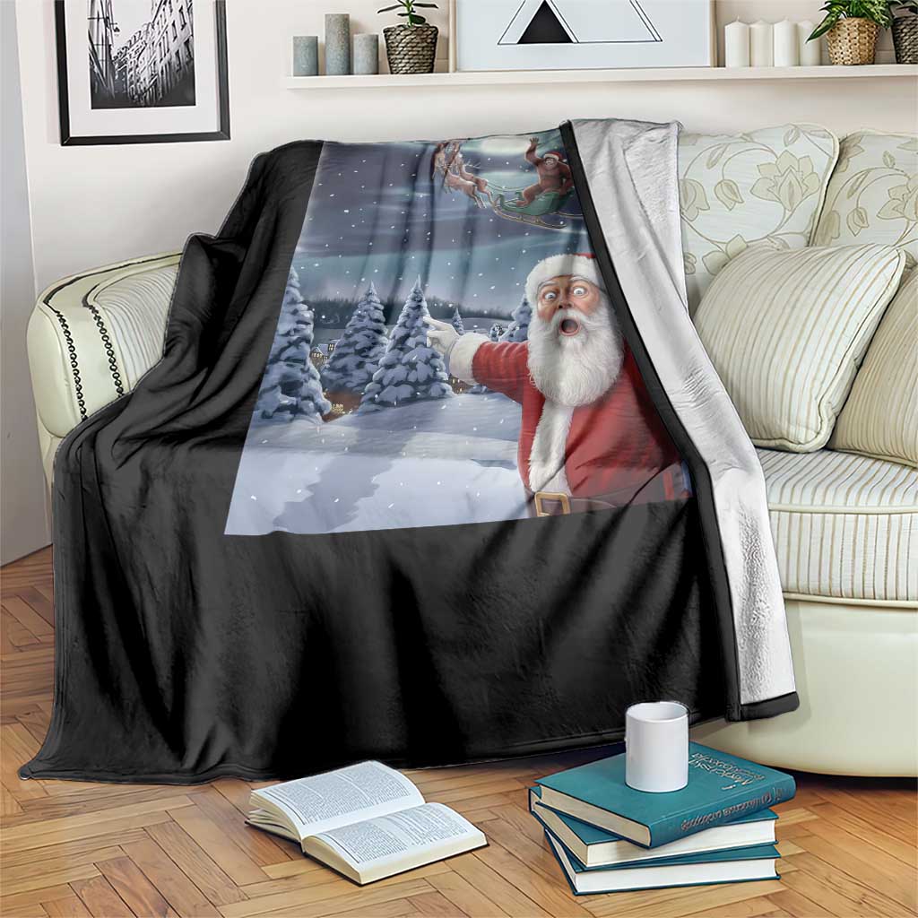 Funny Santa With Bigfoot Selfie Christmas Throw Blanket TS14 Print Your Wear
