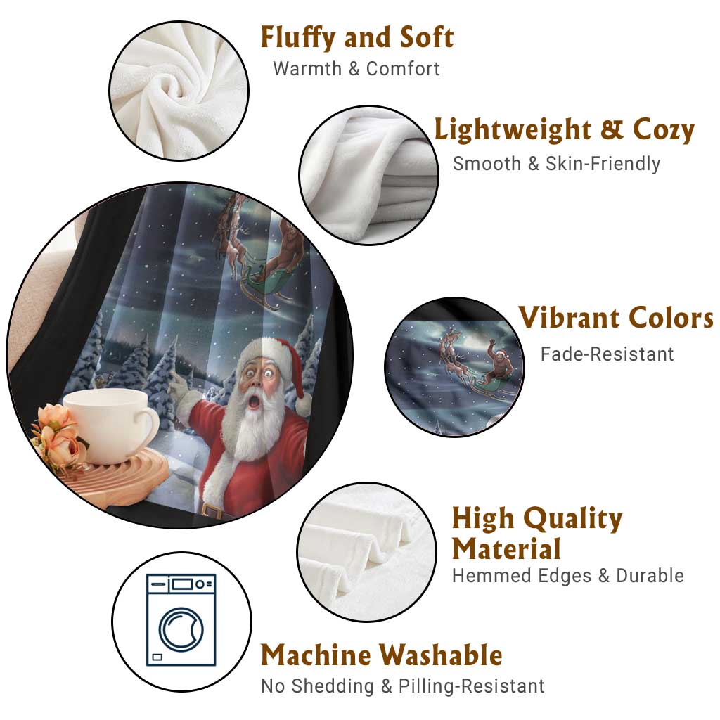 Funny Santa With Bigfoot Selfie Christmas Throw Blanket TS14 Print Your Wear