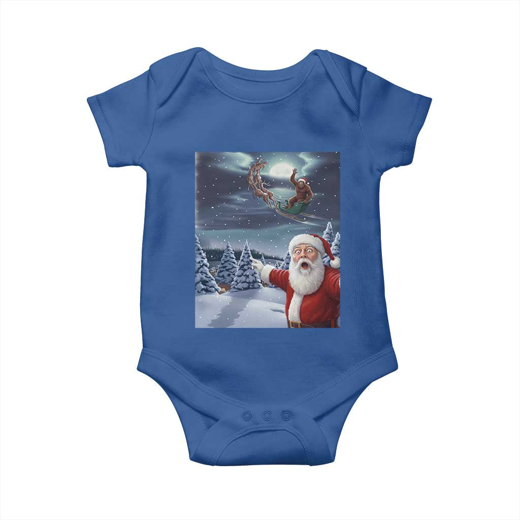 Funny Santa With Bigfoot Selfie Christmas Baby Onesie TS14 Royal Blue Print Your Wear