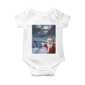 Funny Santa With Bigfoot Selfie Christmas Baby Onesie TS14 White Print Your Wear