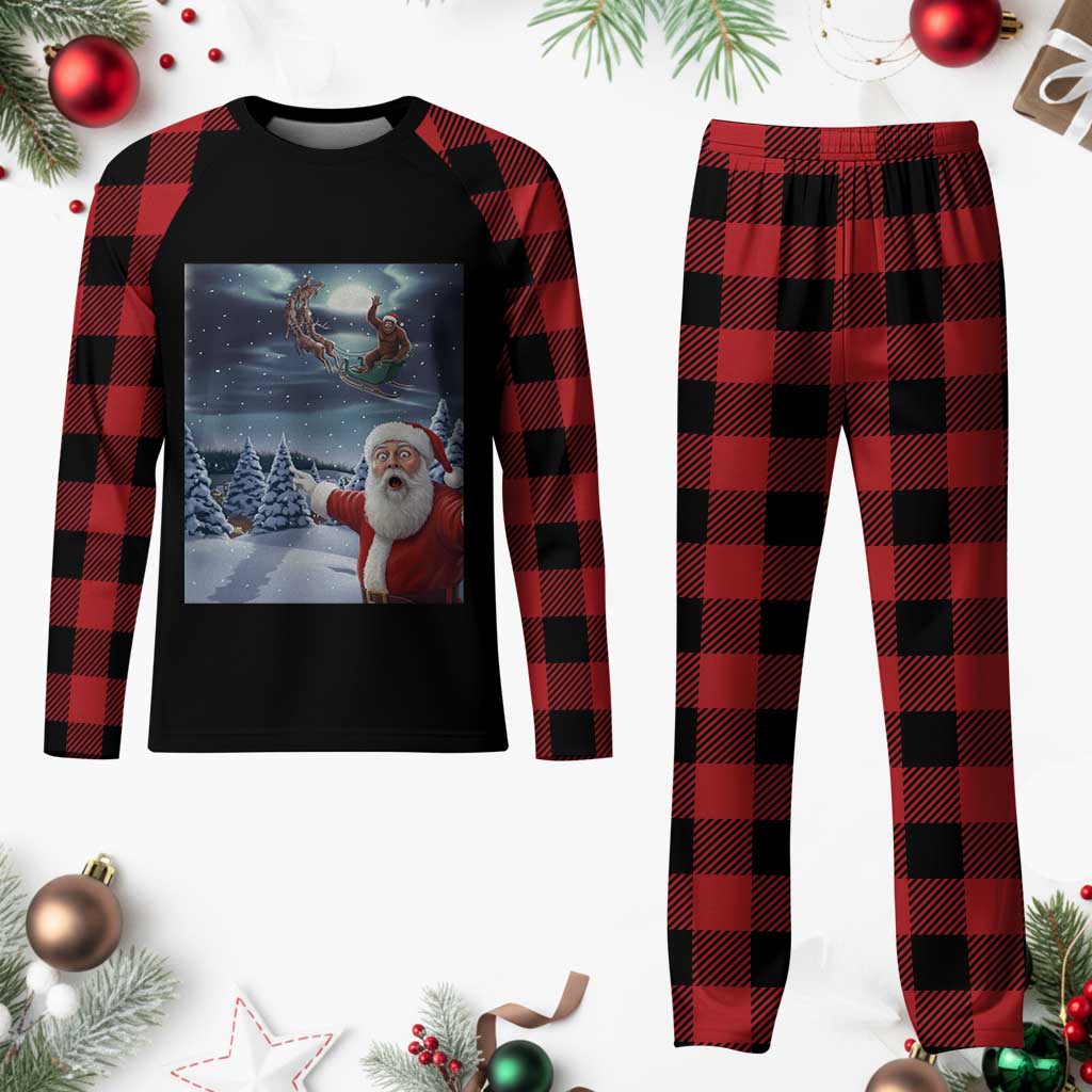 Funny Santa With Bigfoot Selfie Christmas Plaid Pajama Set TS14 Buffalo Plaid Print Your Wear