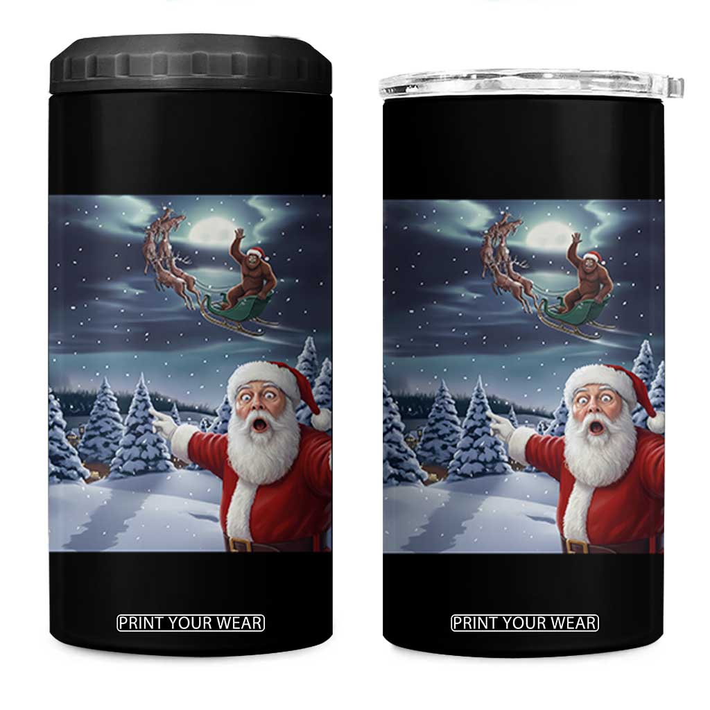 Funny Santa With Bigfoot Selfie Christmas 4 in 1 Can Cooler Tumbler TS14 One Size: 16 oz Black Print Your Wear