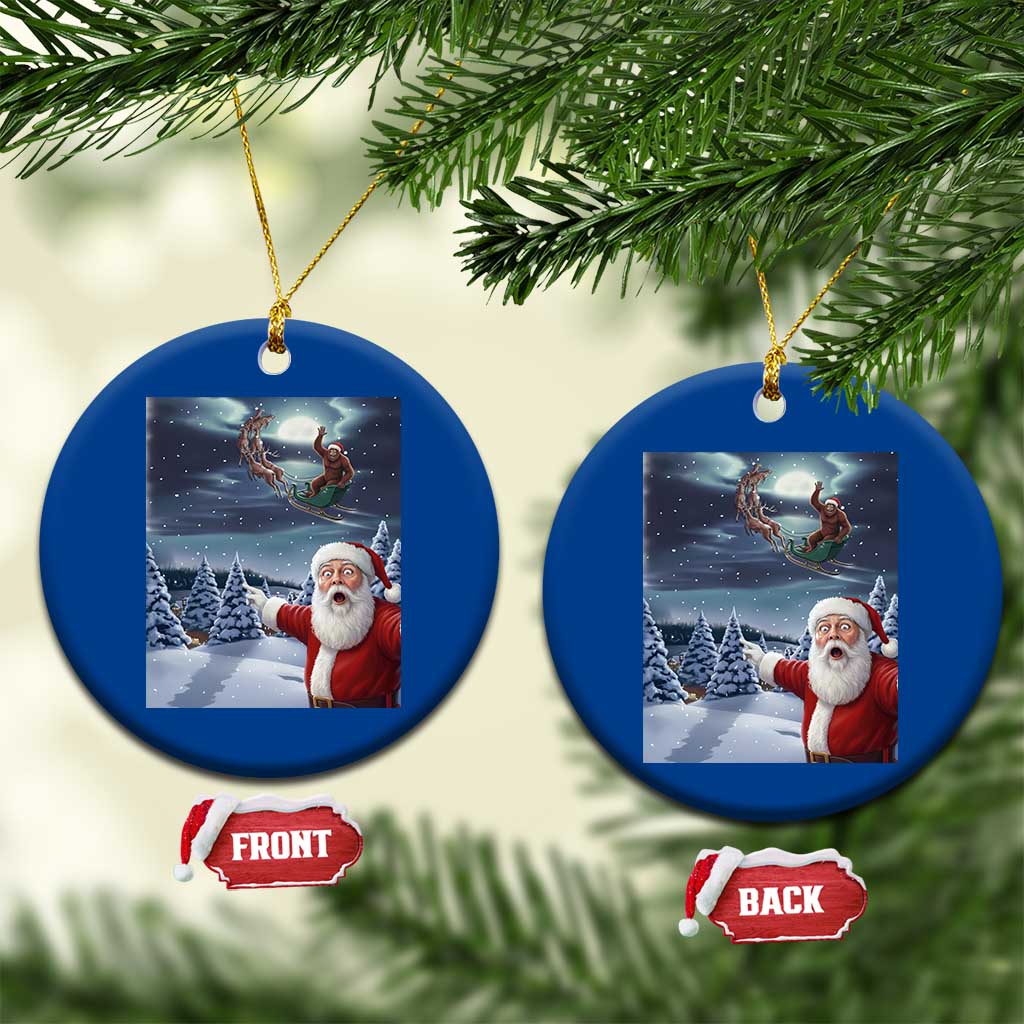 Funny Santa With Bigfoot Selfie Christmas Ceramic Ornament TS14 1pc Blue Print Your Wear