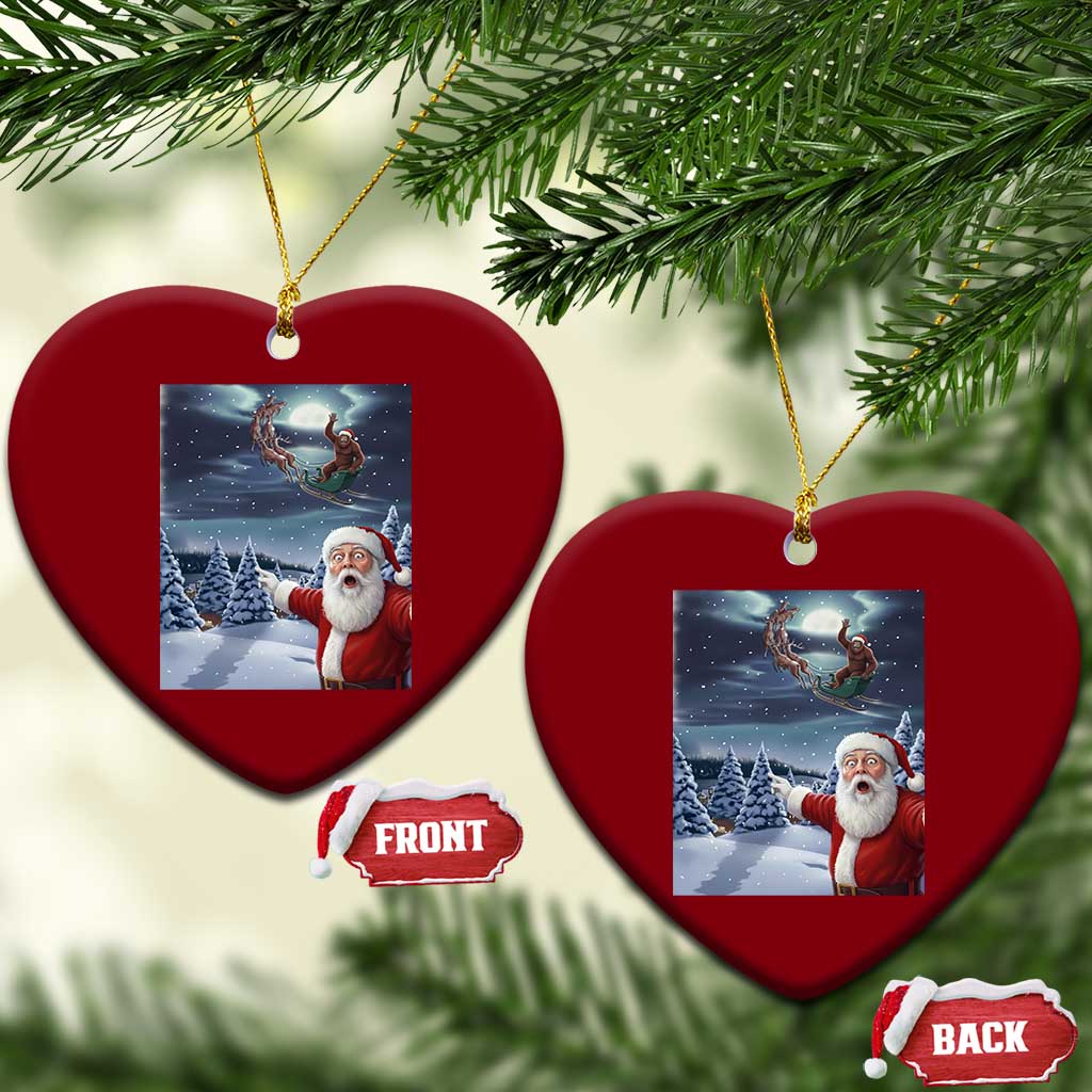 Funny Santa With Bigfoot Selfie Christmas Ceramic Ornament TS14 Print Your Wear