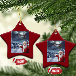 Funny Santa With Bigfoot Selfie Christmas Ceramic Ornament TS14 Print Your Wear