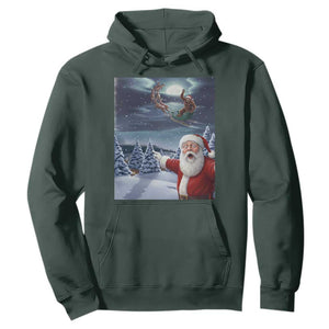 Funny Santa With Bigfoot Selfie Christmas Hoodie TS14 Dark Forest Green Print Your Wear