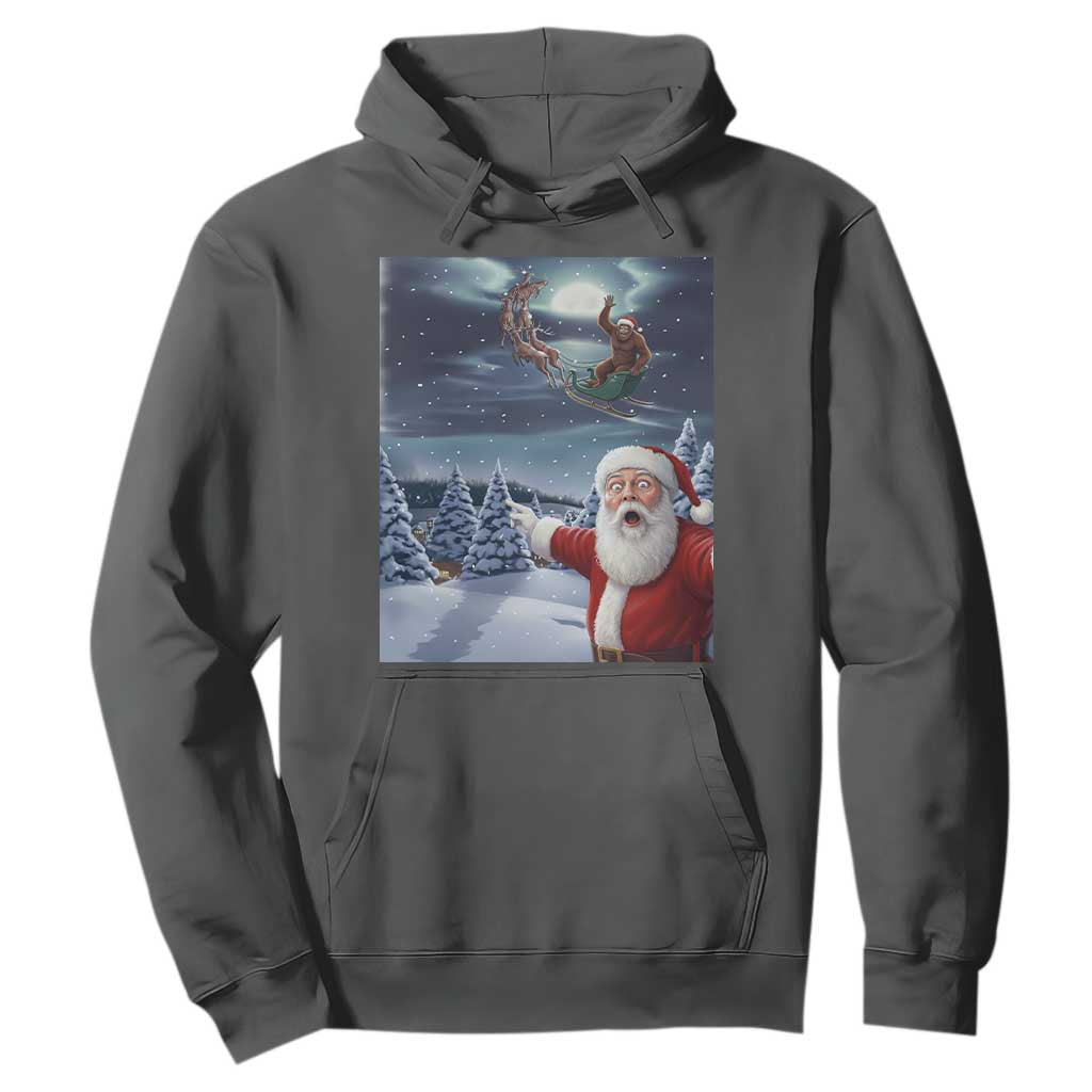 Funny Santa With Bigfoot Selfie Christmas Hoodie TS14 Dark Heather Print Your Wear