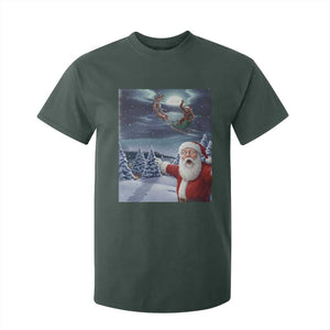 Funny Santa With Bigfoot Selfie Christmas T Shirt For Kid TS14 Dark Forest Green Print Your Wear