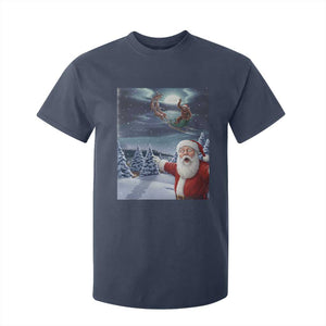 Funny Santa With Bigfoot Selfie Christmas T Shirt For Kid TS14 Navy Print Your Wear