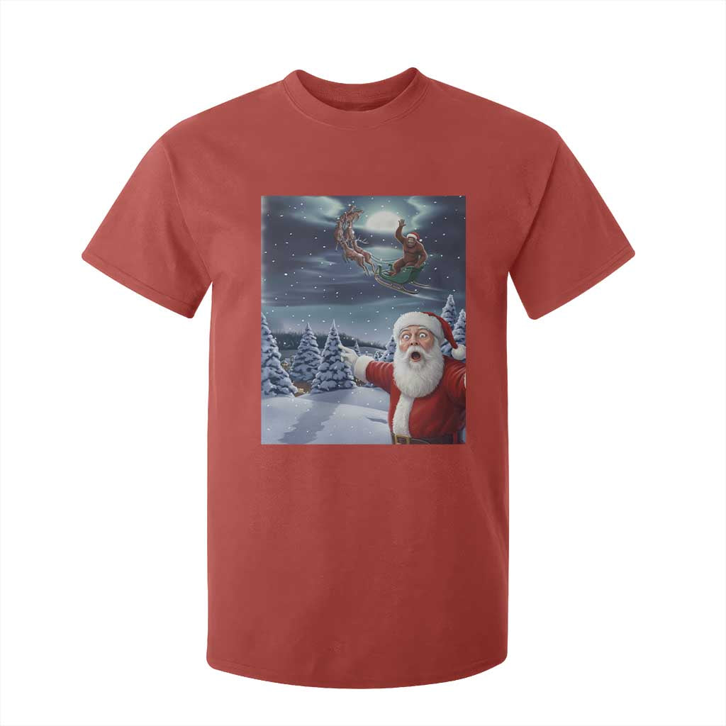 Funny Santa With Bigfoot Selfie Christmas T Shirt For Kid TS14 Red Print Your Wear