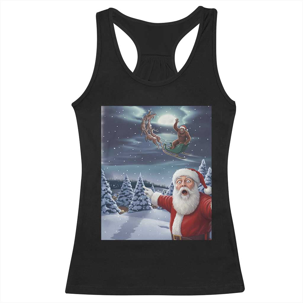 Funny Santa With Bigfoot Selfie Christmas Racerback Tank Top TS14 Black Print Your Wear