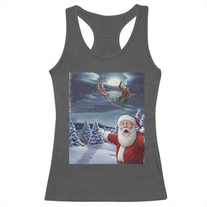 Funny Santa With Bigfoot Selfie Christmas Racerback Tank Top TS14 Dark Heather Print Your Wear