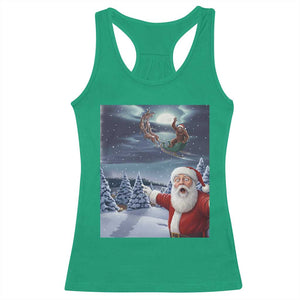 Funny Santa With Bigfoot Selfie Christmas Racerback Tank Top TS14 Irish Green Print Your Wear