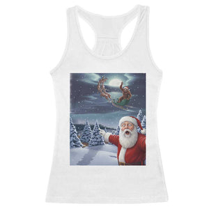 Funny Santa With Bigfoot Selfie Christmas Racerback Tank Top TS14 White Print Your Wear
