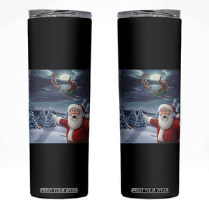 Funny Santa With Bigfoot Selfie Christmas Skinny Tumbler TS14 Black Print Your Wear