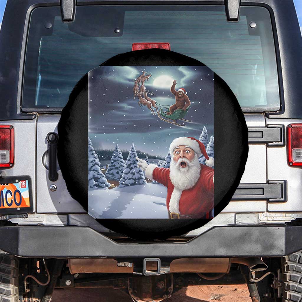 Funny Santa With Bigfoot Selfie Christmas Spare Tire Cover TS14 No hole Black Print Your Wear
