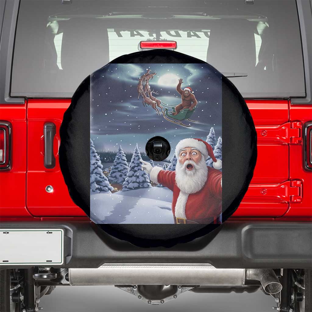 Funny Santa With Bigfoot Selfie Christmas Spare Tire Cover TS14 Black Print Your Wear