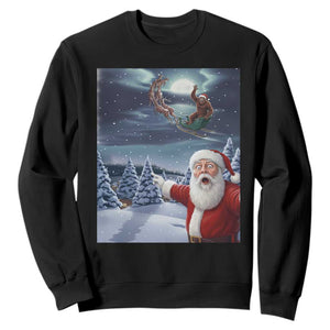 Funny Santa With Bigfoot Selfie Christmas Sweatshirt TS14 Black Print Your Wear