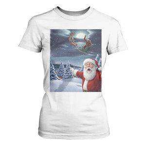 Funny Santa With Bigfoot Selfie Christmas T Shirt For Women TS14 White Print Your Wear