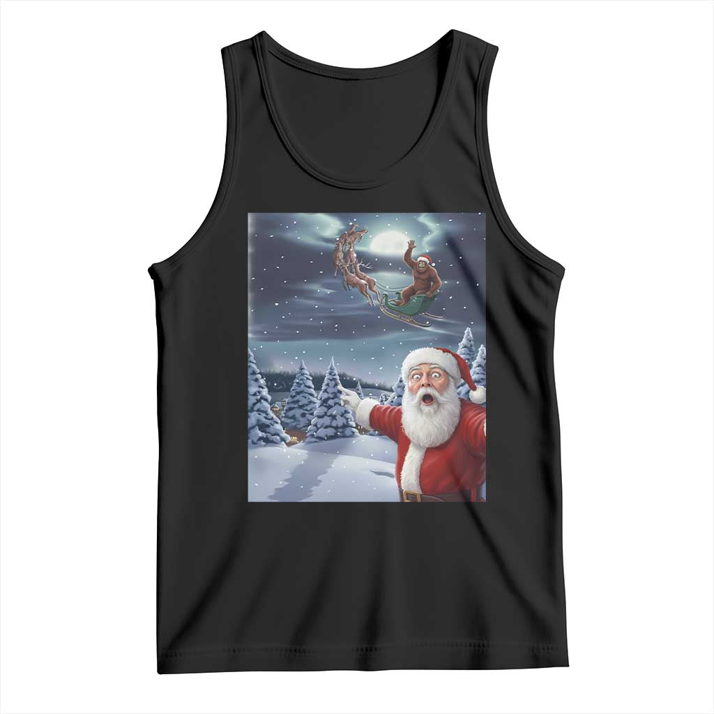 Funny Santa With Bigfoot Selfie Christmas Tank Top TS14 Black Print Your Wear