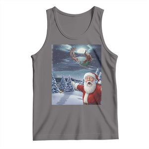 Funny Santa With Bigfoot Selfie Christmas Tank Top TS14 Deep Heather Print Your Wear