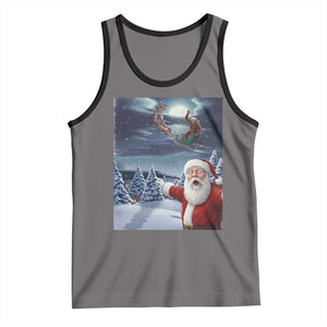 Funny Santa With Bigfoot Selfie Christmas Tank Top TS14 Deep Heather Black Print Your Wear