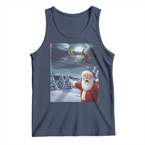 Funny Santa With Bigfoot Selfie Christmas Tank Top TS14 Navy Print Your Wear