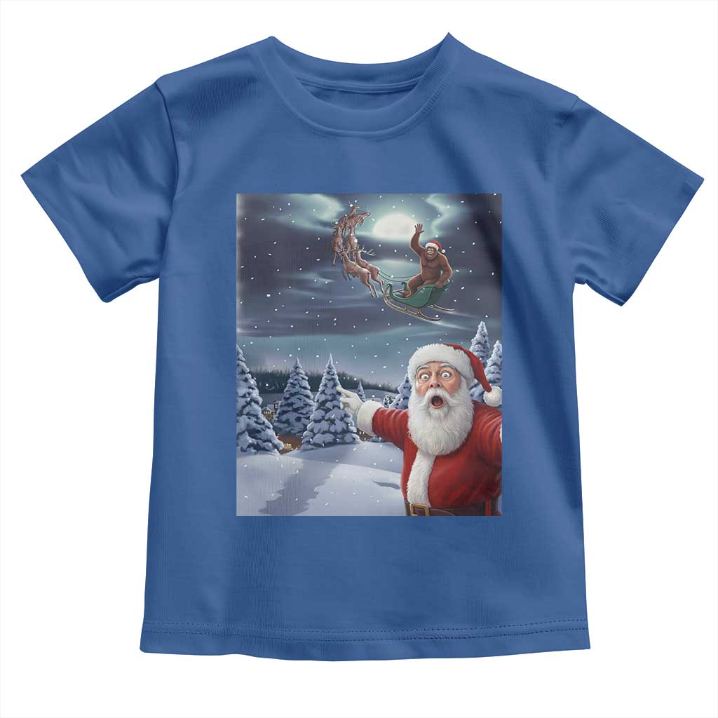 Funny Santa With Bigfoot Selfie Christmas Toddler T Shirt TS14 Royal Blue Print Your Wear