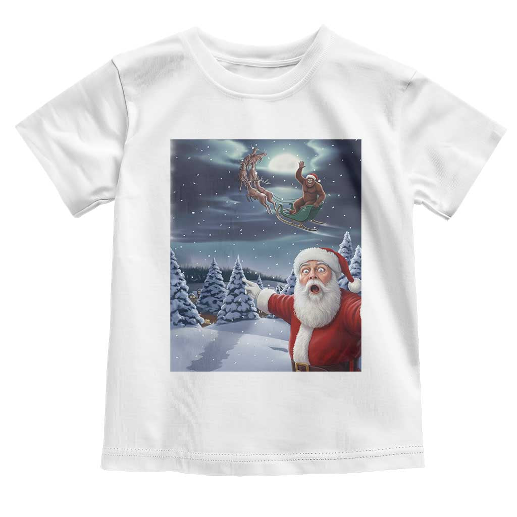 Funny Santa With Bigfoot Selfie Christmas Toddler T Shirt TS14 White Print Your Wear