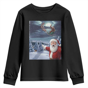 Funny Santa With Bigfoot Selfie Christmas Youth Sweatshirt TS14 Black Print Your Wear