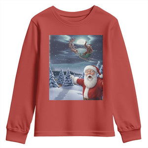 Funny Santa With Bigfoot Selfie Christmas Youth Sweatshirt TS14 Red Print Your Wear
