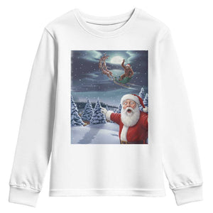 Funny Santa With Bigfoot Selfie Christmas Youth Sweatshirt TS14 White Print Your Wear