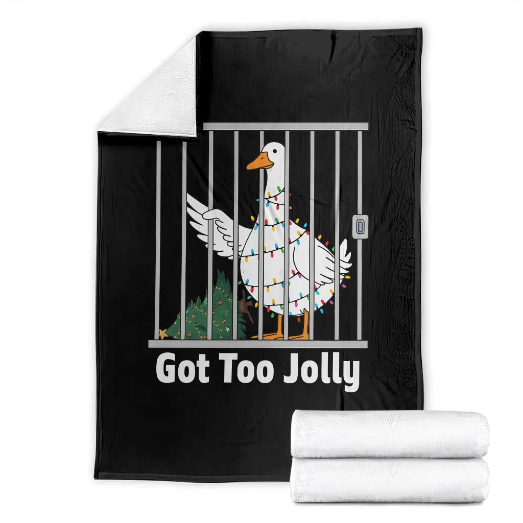 Funny Goose Christmas Throw Blanket Got Too Jolly TS14 Black Print Your Wear
