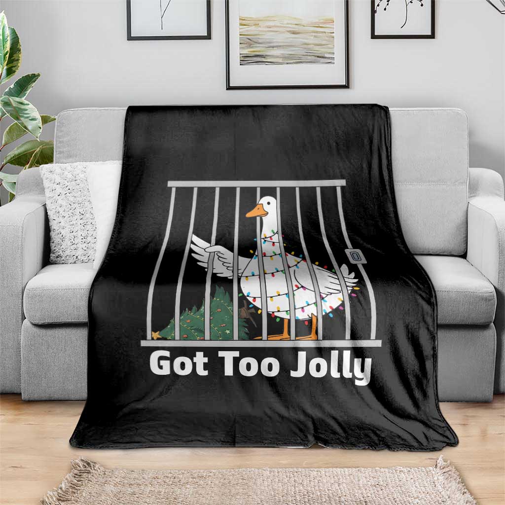 Funny Goose Christmas Throw Blanket Got Too Jolly TS14 Print Your Wear