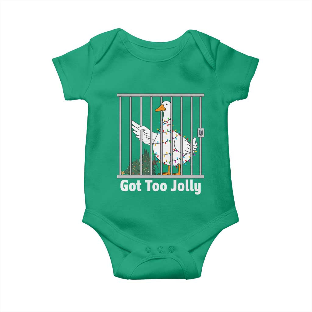 Funny Goose Christmas Baby Onesie Got Too Jolly TS14 Irish Green Print Your Wear