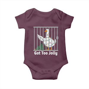 Funny Goose Christmas Baby Onesie Got Too Jolly TS14 Maroon Print Your Wear