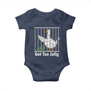 Funny Goose Christmas Baby Onesie Got Too Jolly TS14 Navy Print Your Wear
