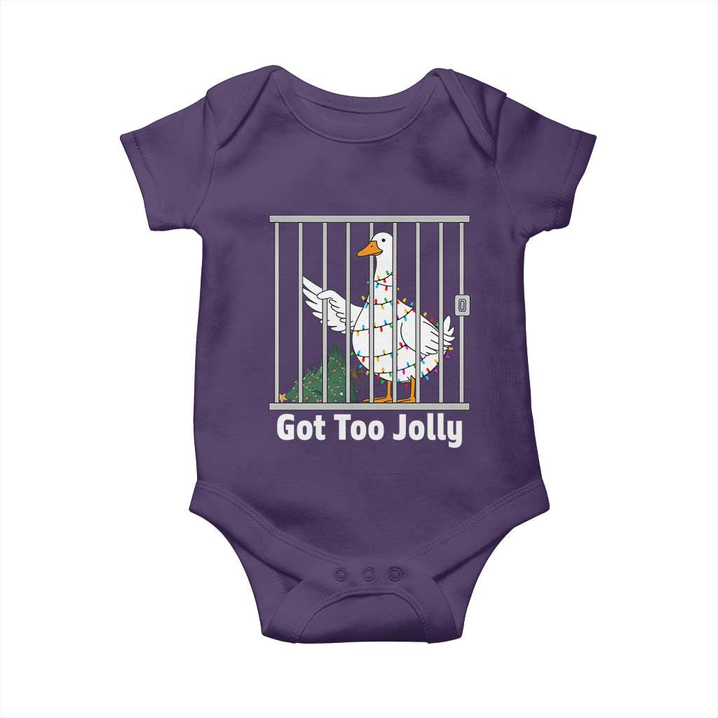 Funny Goose Christmas Baby Onesie Got Too Jolly TS14 Purple Print Your Wear