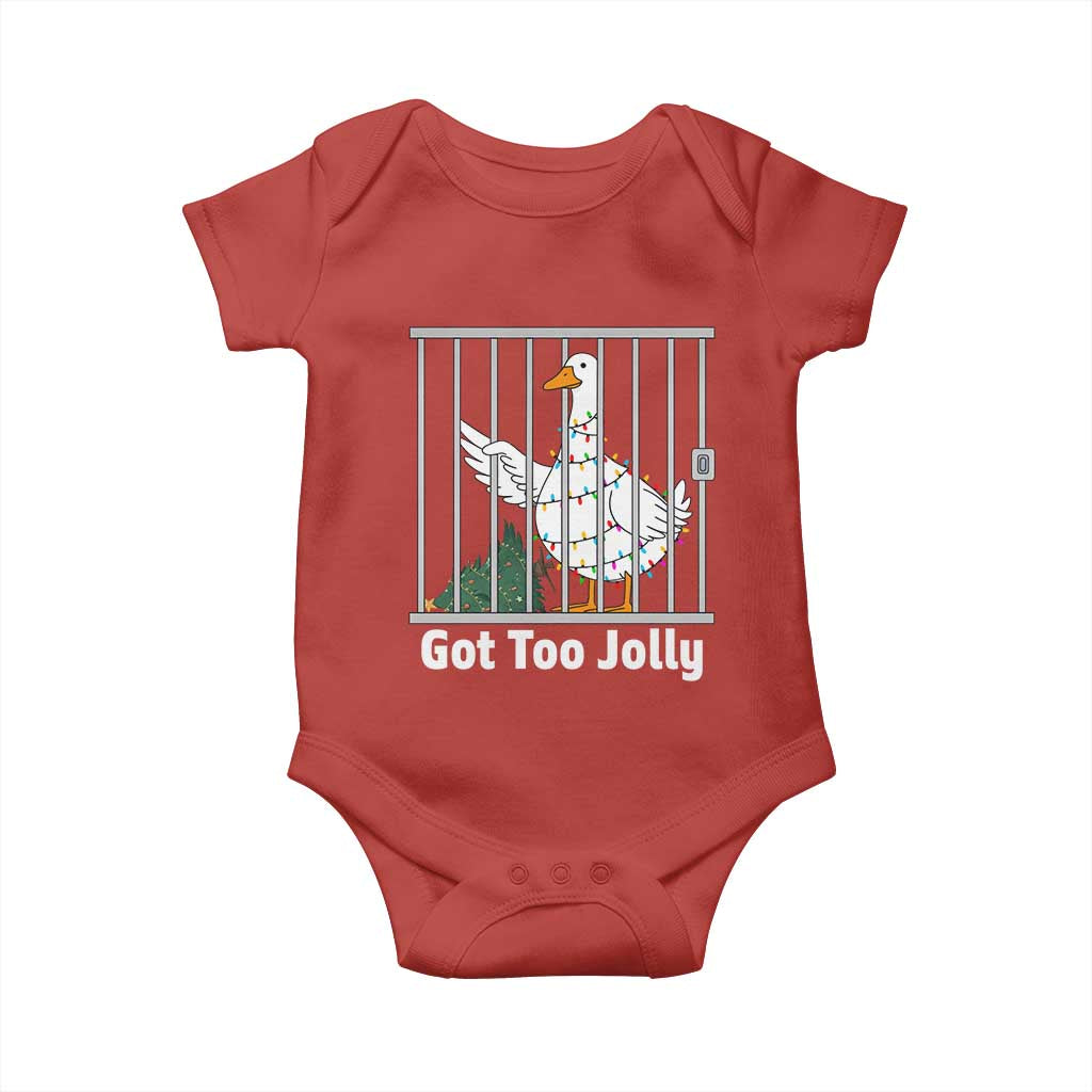 Funny Goose Christmas Baby Onesie Got Too Jolly TS14 Red Print Your Wear