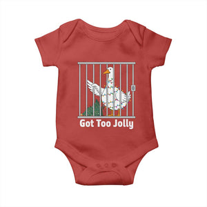Funny Goose Christmas Baby Onesie Got Too Jolly TS14 Red Print Your Wear