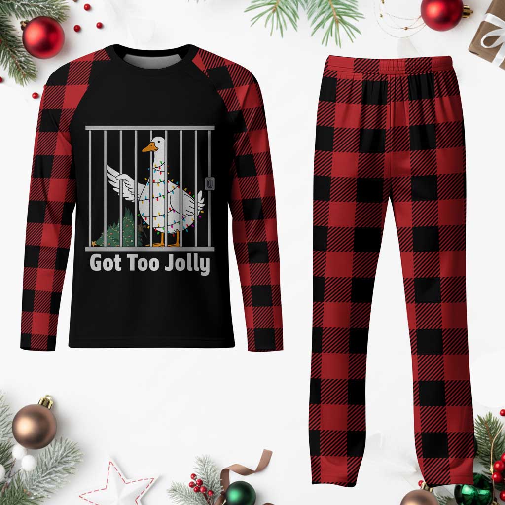 Funny Goose Christmas Plaid Pajama Set Got Too Jolly TS14 Buffalo Plaid Print Your Wear