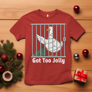 Funny Goose Christmas T Shirt Got Too Jolly TS14 Red Print Your Wear