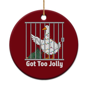 Funny Goose Christmas Ceramic Ornament Got Too Jolly TS14 1pc Red Print Your Wear