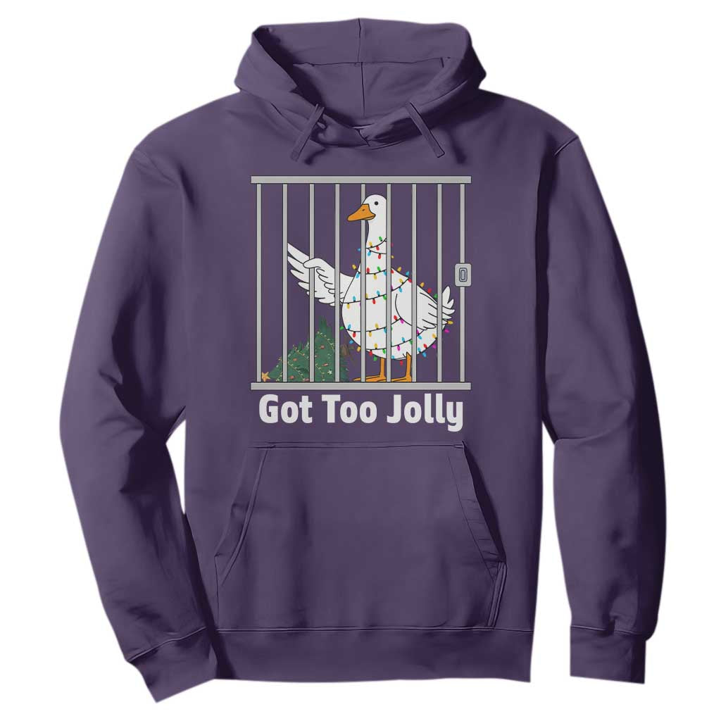 Funny Goose Christmas Hoodie Got Too Jolly TS14 Purple Print Your Wear