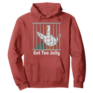 Funny Goose Christmas Hoodie Got Too Jolly TS14 Red Print Your Wear