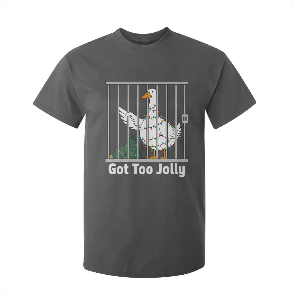 Funny Goose Christmas T Shirt For Kid Got Too Jolly TS14 Dark Heather Print Your Wear