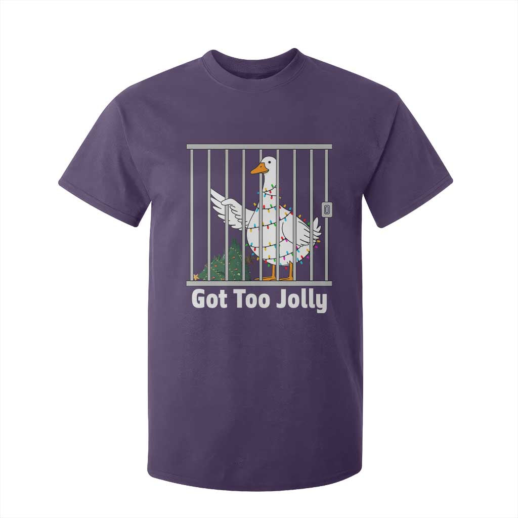 Funny Goose Christmas T Shirt For Kid Got Too Jolly TS14 Purple Print Your Wear